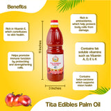 Tita Edibles Palm Oil | Natural Palm Fruits Oil | Red Palm Oil for Cooking Marinating & Frying | Healthy Food Oil